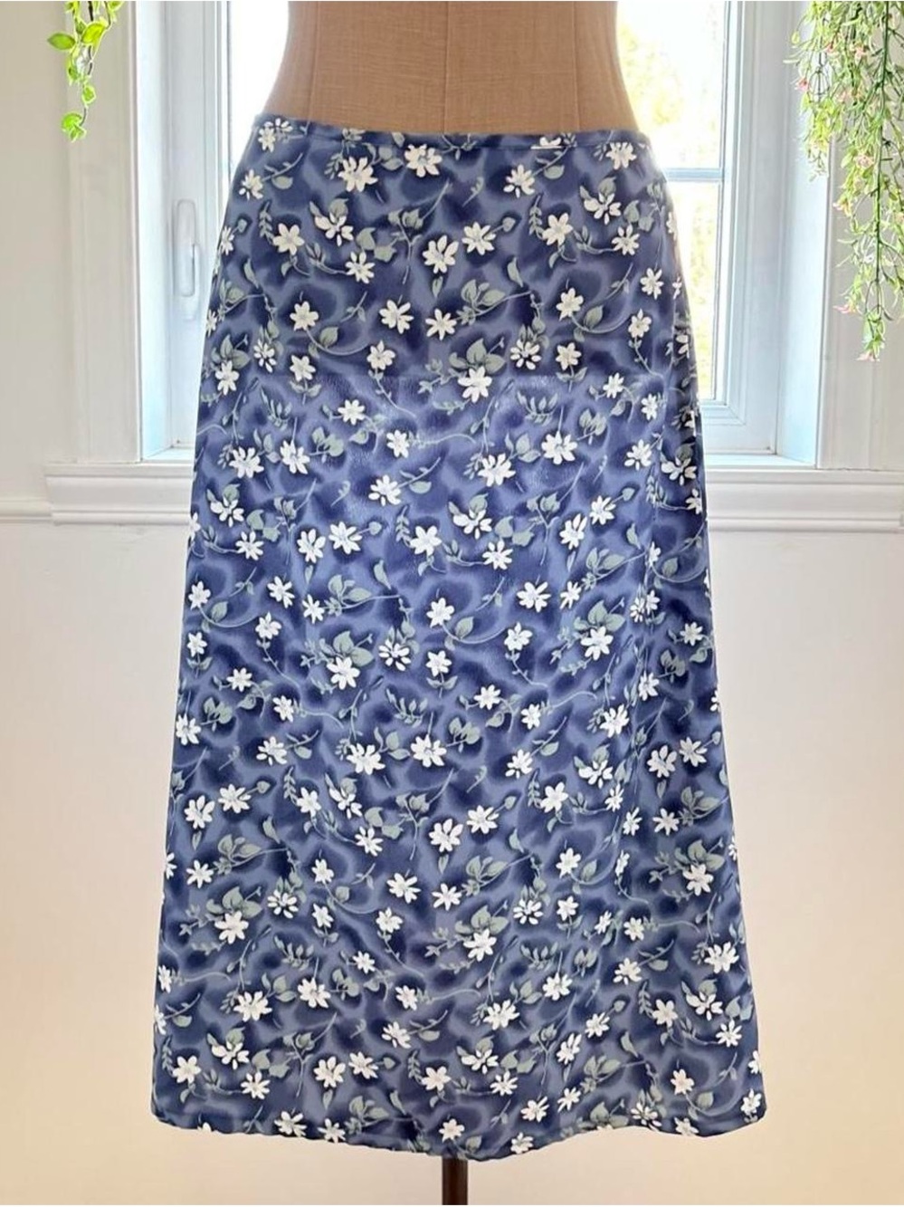 Blue Floral A-Line Skirt
